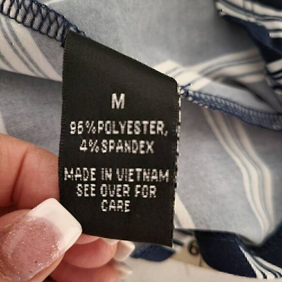 iZ Byer Blue Striped Soft Stretchy Faux Wrap Dress - Picture 10 of 12